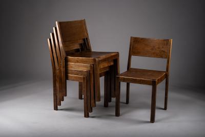 Sven Markelius Scandinavian modern stackable 1930s birch chairs