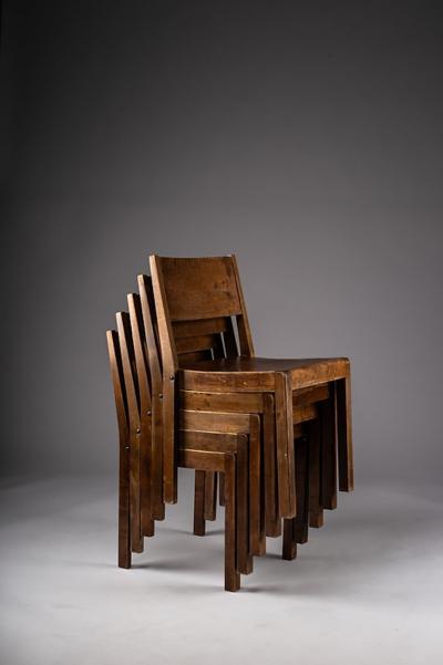 Sven Markelius Scandinavian modern stackable 1930s birch chairs