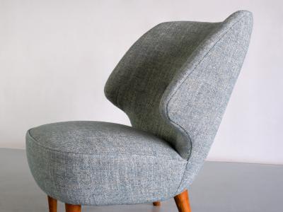 Sven Staaf Sven Staaf Easy Chair in Pierre Frey Linen and Elm Almgren Staaf Sweden 1953