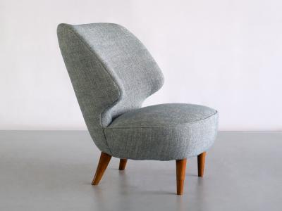 Sven Staaf Sven Staaf Easy Chair in Pierre Frey Linen and Elm Almgren Staaf Sweden 1953