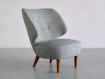 Sven Staaf Sven Staaf Easy Chair in Pierre Frey Linen and Elm Almgren Staaf Sweden 1953