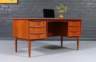 Svend A Madsen Teak Desk w Bookcase for Falster