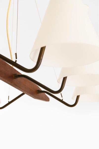 Svend Aage Holm S rensen Sorensen Ceiling Lamp in Brass Teak and Opaline Glass by Svend Aage Holm S rensen 1950s