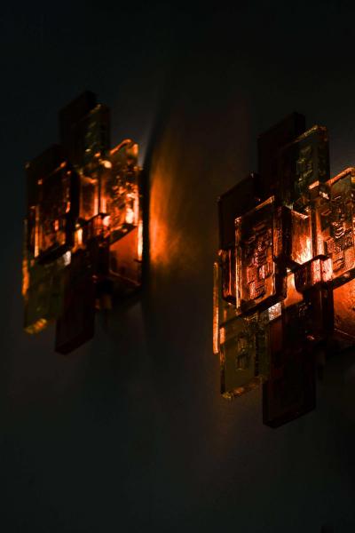 Svend Aage Holm S rensen Sorensen Pair of Svend Aage Holm S rensen Glass Wall Lamps 1960s