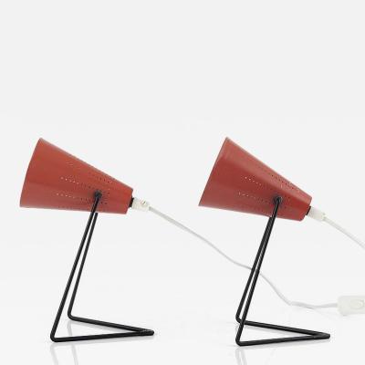 Svend Aage Holm S rensen Svend Aage Holm S rensen Mid Century Modern Small Table Lamps Red Lacquer