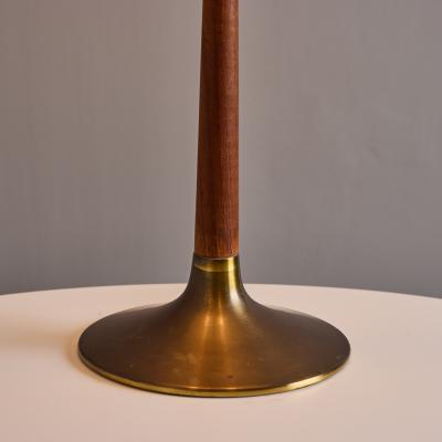 Svend Aage Holm Sorensen 1960s Svend Aage Holm Sorensen Model 4109 Brass and Wood Table Lamp