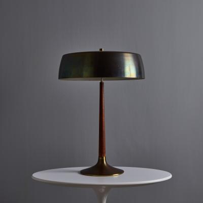 Svend Aage Holm Sorensen 1960s Svend Aage Holm Sorensen Model 4109 Brass and Wood Table Lamp