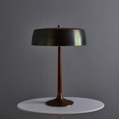 Svend Aage Holm Sorensen 1960s Svend Aage Holm Sorensen Model 4109 Brass and Wood Table Lamp