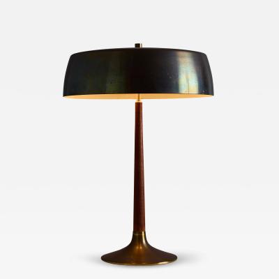 Svend Aage Holm Sorensen 1960s Svend Aage Holm Sorensen Model 4109 Brass and Wood Table Lamp