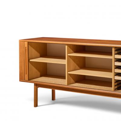 Svend Aage Larsen Svend Aage Larsen for Faarup M belfabrik Danish Teak Tambour Door Credenza