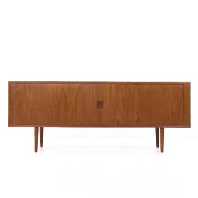 Svend Aage Larsen Svend Aage Larsen for Faarup M belfabrik MCM Danish Teak Tambour Door Credenza