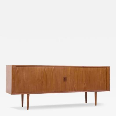 Svend Aage Larsen Svend Aage Larsen for Faarup M belfabrik MCM Danish Teak Tambour Door Credenza