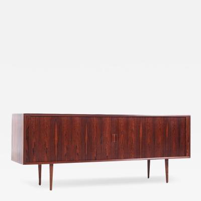 Svend Aage Larsen Svend Aage Larsen for Faarup Mobelfabrik Danish Rosewood Tambour Door Credenza