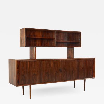 Svend Aage Larsen Svend Larsen for Faarup Mobelfabrik Danish Rosewood Tambour Door Credenza