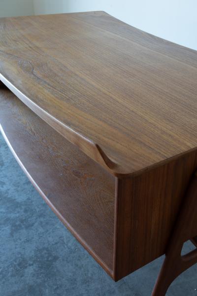 Svend Aage Madsen Danish Teak and Cane Desk by Svend Aage Madsen for Sigurd Hansen M belfabrik
