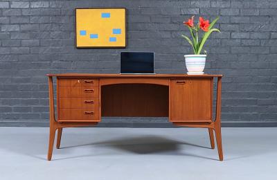 Svend Aage Madsen Svend A Madsen Floating Teak Desk w Bookcase for H P Hansen