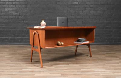 Svend Aage Madsen Svend A Madsen Teak Cane Desk w Bookcase for Sigurd Hansen