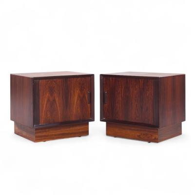 Svend Aage Madsen Svend Madsen Mid Century Danish Rosewood Tambour Door Nightstands Pair