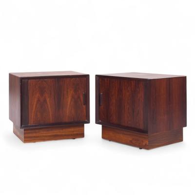 Svend Aage Madsen Svend Madsen Mid Century Danish Rosewood Tambour Door Nightstands Pair