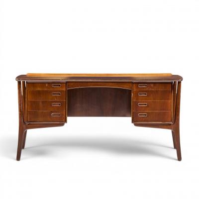 Svend Aage Madsen Svend Madsen Mid Century Danish Teak Curved Desk