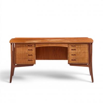 Svend Aage Madsen Svend Madsen Mid Century Danish Teak Curved Desk