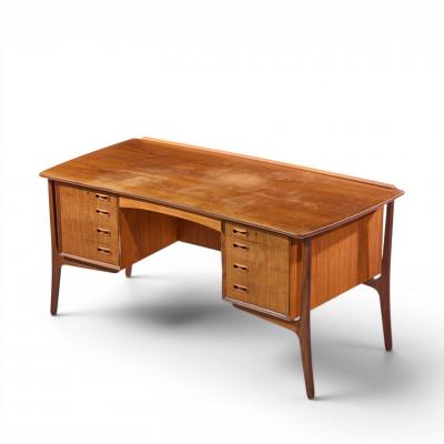 Svend Aage Madsen Svend Madsen Mid Century Danish Teak Curved Desk