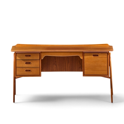Svend Aage Madsen Svend Madsen Mid Century Danish Teak Curved Desk