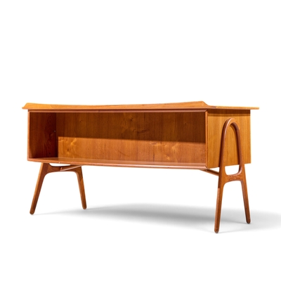Svend Aage Madsen Svend Madsen Mid Century Danish Teak Curved Desk