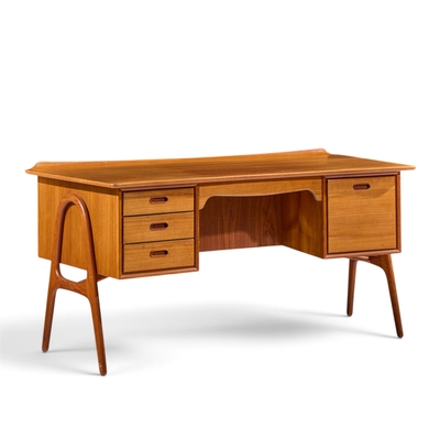 Svend Aage Madsen Svend Madsen Mid Century Danish Teak Curved Desk
