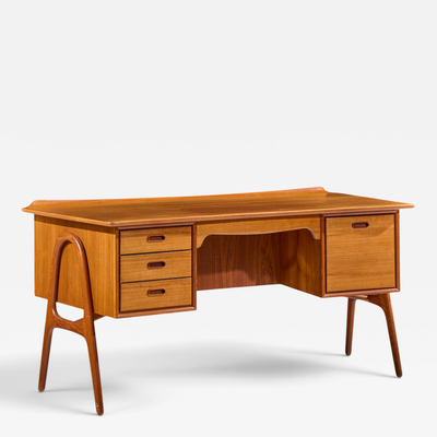 Svend Aage Madsen Svend Madsen Mid Century Danish Teak Curved Desk