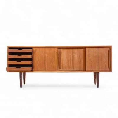 Svend Aage Madsen Svend Madsen Mid Century Danish Teak Curved Front Credenza