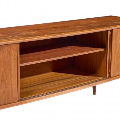 Svend Aage Madsen Svend Madsen Mid Century Danish Teak Curved Front Credenza