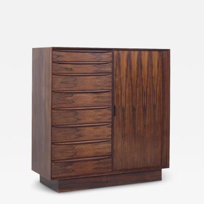 Svend Aage Madsen Svend Madsen for Falster MCM Danish Rosewood Tambour Door Armoire Dresser