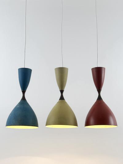 Svend Middelboe Set of Three Diabolo Pendant Lamps by Svend Middelboe for Nordisk Solar 1958