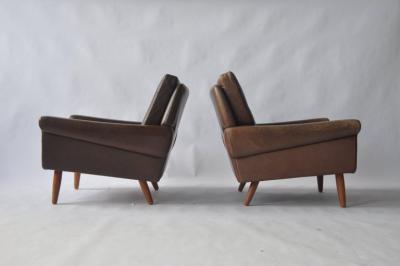 Svend Skipper Pair of Svend Skipper Leather Lounge Chairs