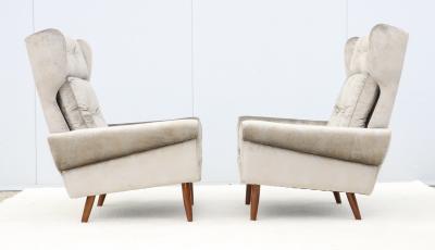 Svend Skipper Svend Skipper High Back Lounge Chairs In Barbara Barry Couture Fabric