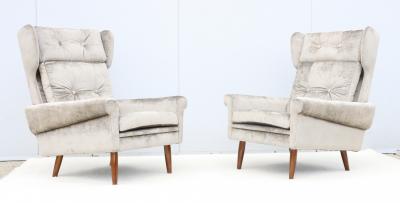 Svend Skipper Svend Skipper High Back Lounge Chairs In Barbara Barry Couture Fabric