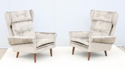 Svend Skipper Svend Skipper High Back Lounge Chairs In Barbara Barry Couture Fabric