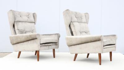 Svend Skipper Svend Skipper High Back Lounge Chairs In Barbara Barry Couture Fabric