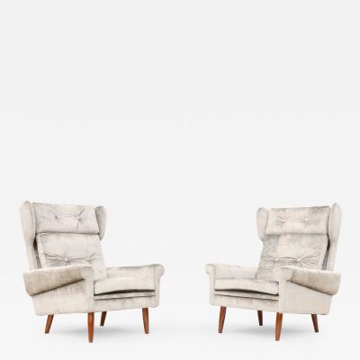 Svend Skipper Svend Skipper High Back Lounge Chairs In Barbara Barry Couture Fabric