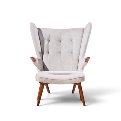 Svend Skipper Svend Skipper Model 91 Mid Century Papa Bear Wingback Lounge Chair with Ottoman