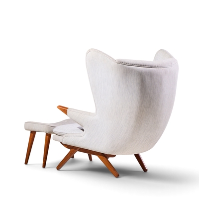 Svend Skipper Svend Skipper Model 91 Mid Century Papa Bear Wingback Lounge Chair with Ottoman
