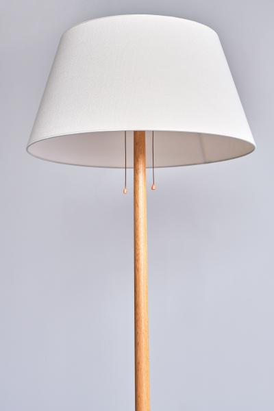 Svensk Hemslojd Swedish Modern Three Legged Floor Lamp in Oak Svensk Hemsl jd 1950s