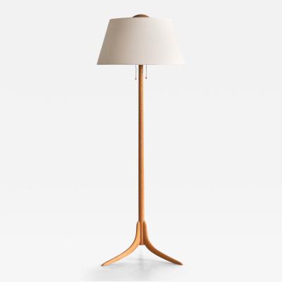 Svensk Hemslojd Swedish Modern Three Legged Floor Lamp in Oak Svensk Hemsl jd 1950s