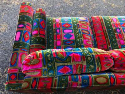 Swaim Furniture Sensational Jack Lenor Larsen Velvet Sofa Milo Baughman Style Mid Century Modern