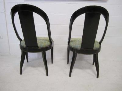 Swaim Furniture Sensuous Pair of Swaim Spoon Back Lacquered Side Chairs Mid Century Modern