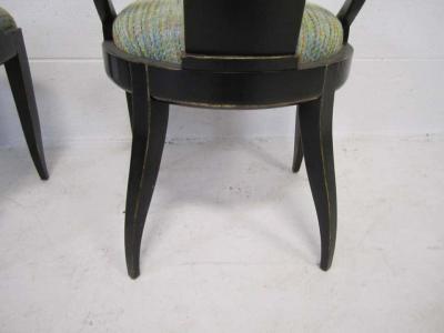 Swaim Furniture Sensuous Pair of Swaim Spoon Back Lacquered Side Chairs Mid Century Modern