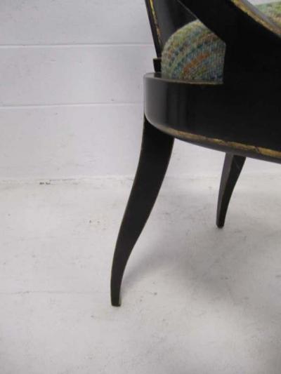 Swaim Furniture Sensuous Pair of Swaim Spoon Back Lacquered Side Chairs Mid Century Modern