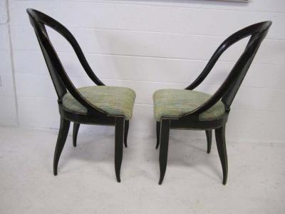 Swaim Furniture Sensuous Pair of Swaim Spoon Back Lacquered Side Chairs Mid Century Modern