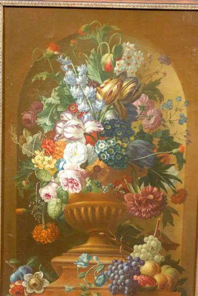 Swedish 1780s Floral Painting in the Manner of Paulus Theodorus van Brussel